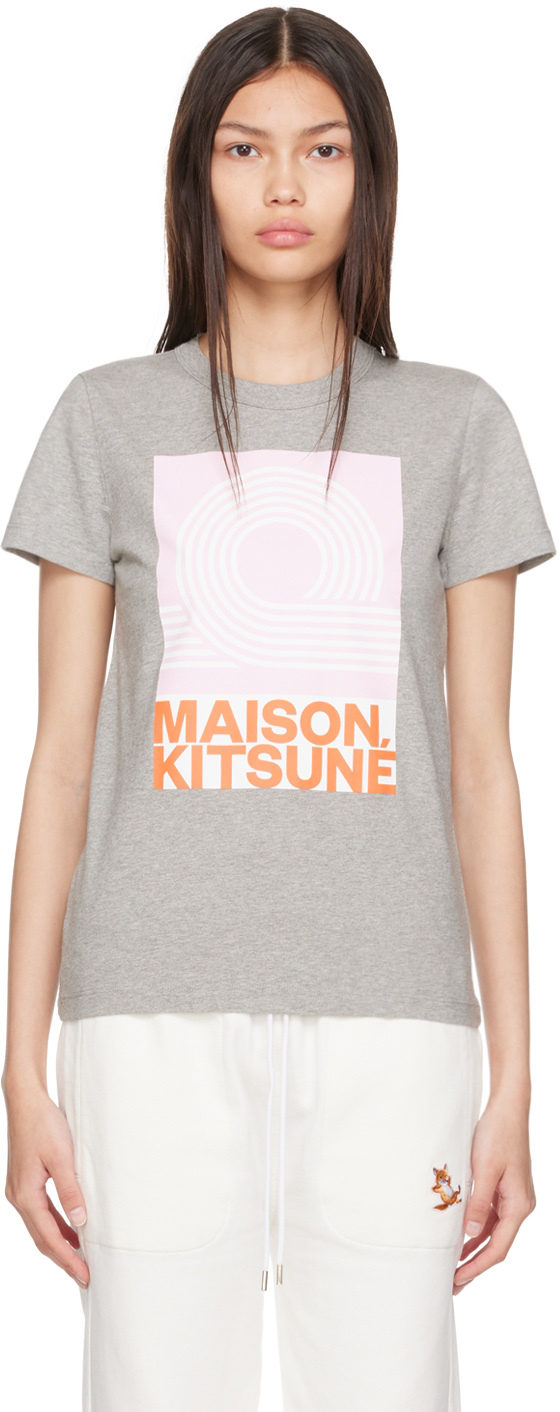 Maison Kitsuné Gray Anthony Burrill Edition T-shirt In H150 Grey Melange