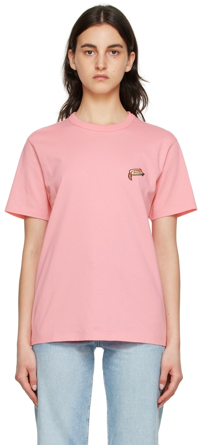 Maison Kitsuné Pink Olympia Le-tan Edition Hot Dog Fox T-shirt In P619 Bubble Gum Pink