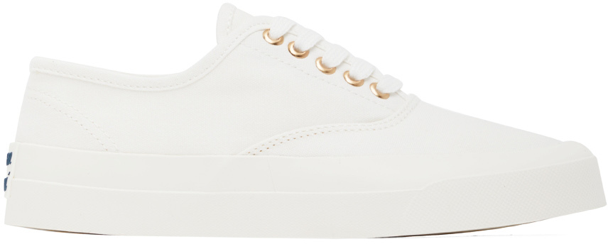 Maison kitsune white deals canvas sneakers