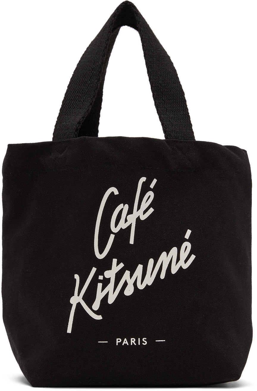 Maison Kitsuné: Black Mini Café Kitsuné Tote | SSENSE