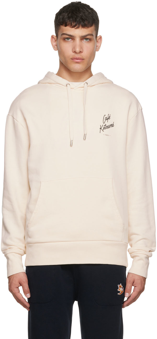 Beige 'Café Kitsuné' Hoodie by Maison Kitsuné on Sale