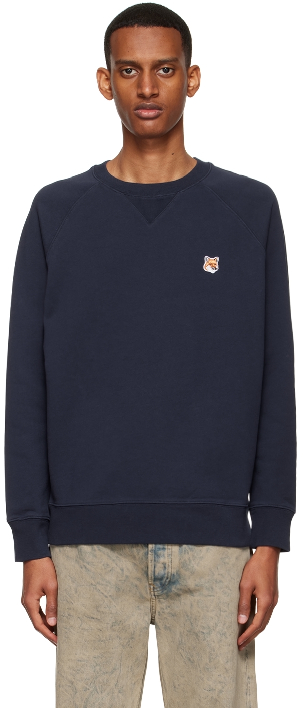 Maison Kitsuné Bold Fox Head Cotton Sweatshirt In P480 Navy