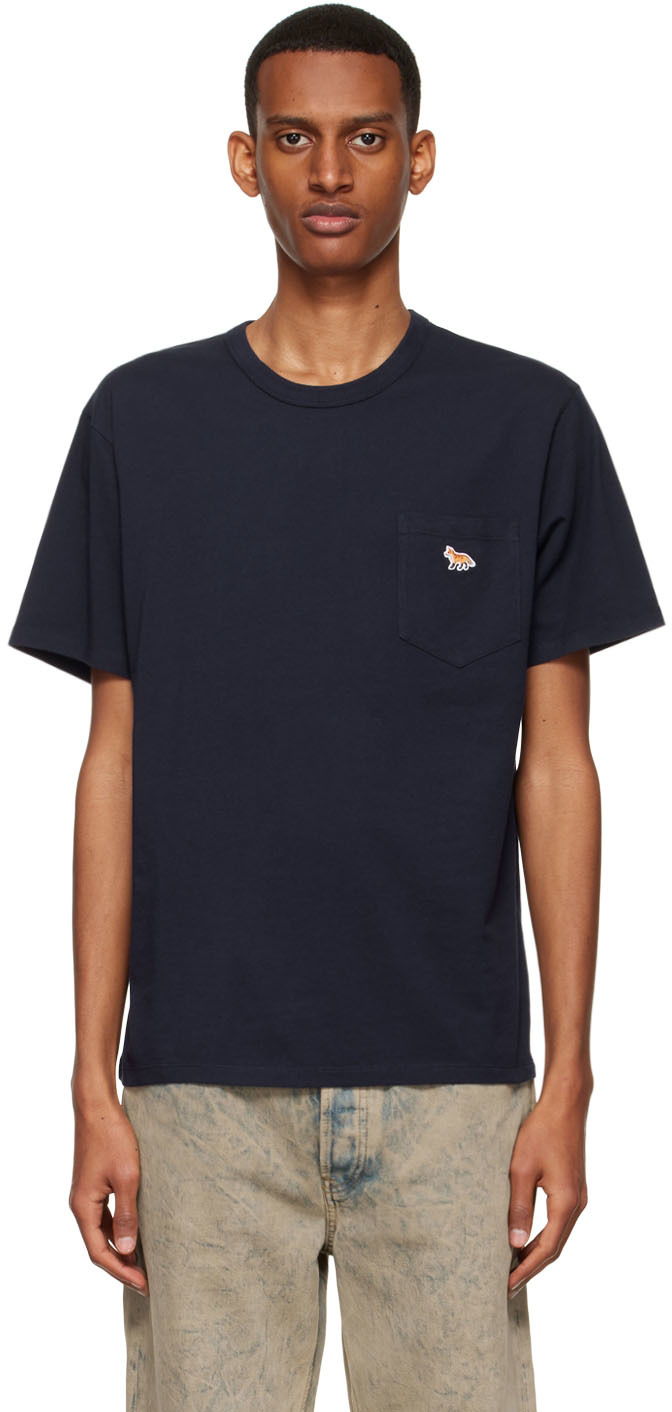 Navy Tricolor Fox T-Shirt by Maison Kitsuné on Sale