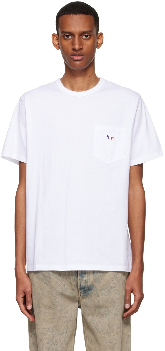 White Tricolor Fox T-Shirt by Maison Kitsuné on Sale
