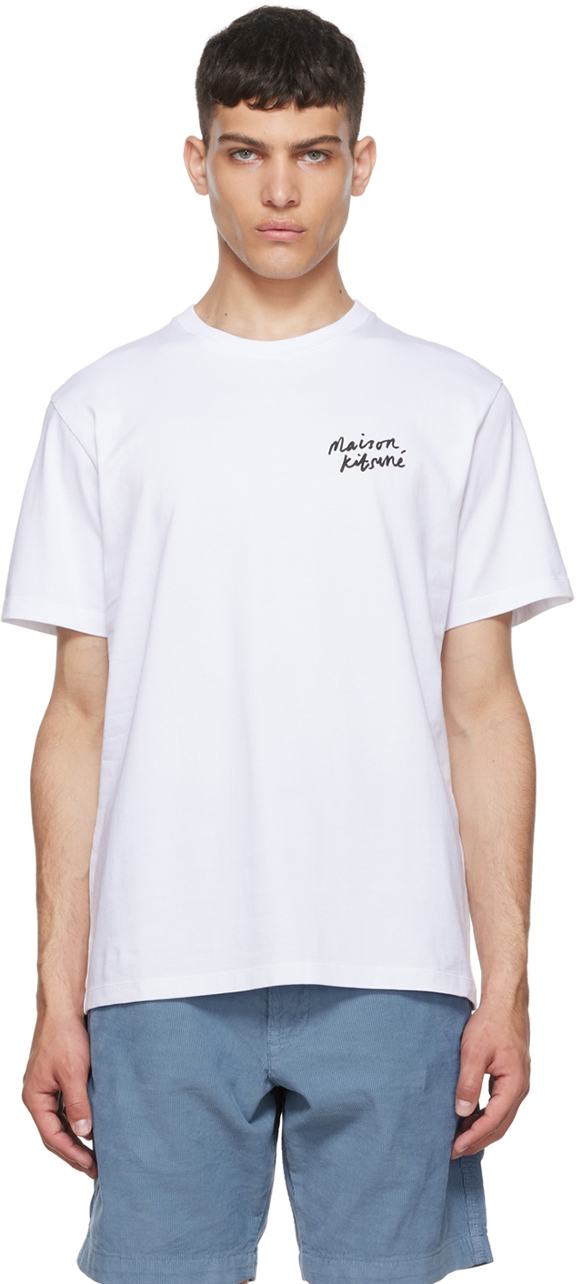 Maison Kitsuné: White Cotton T-Shirt | SSENSE Canada