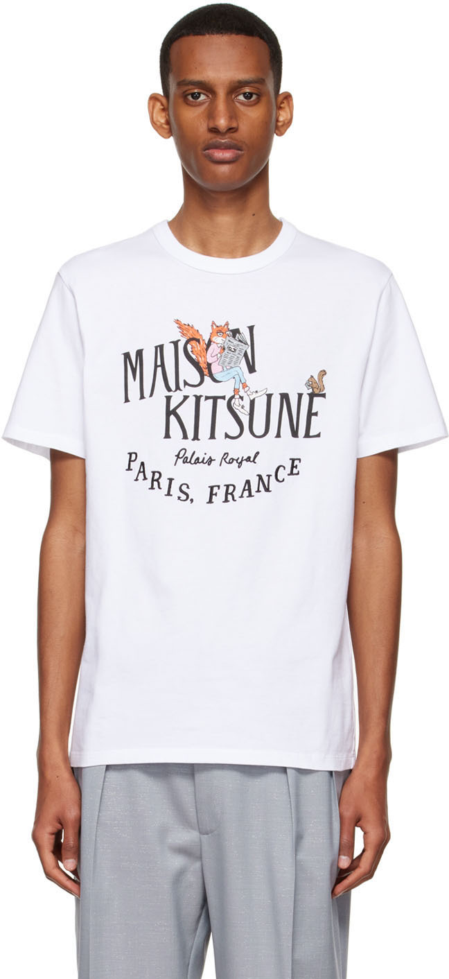 Maison Kitsuné White Olympia Le-tan Palais Royal T-shirt In P100 White