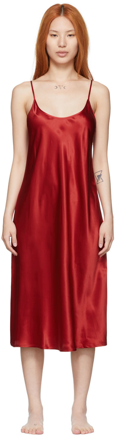 La Perla Red Silk Midi Dress