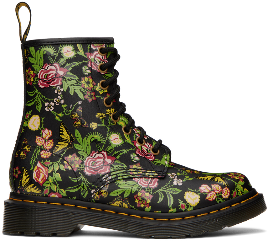 Dr. Martens Black Floral Bloom 1460 Boots