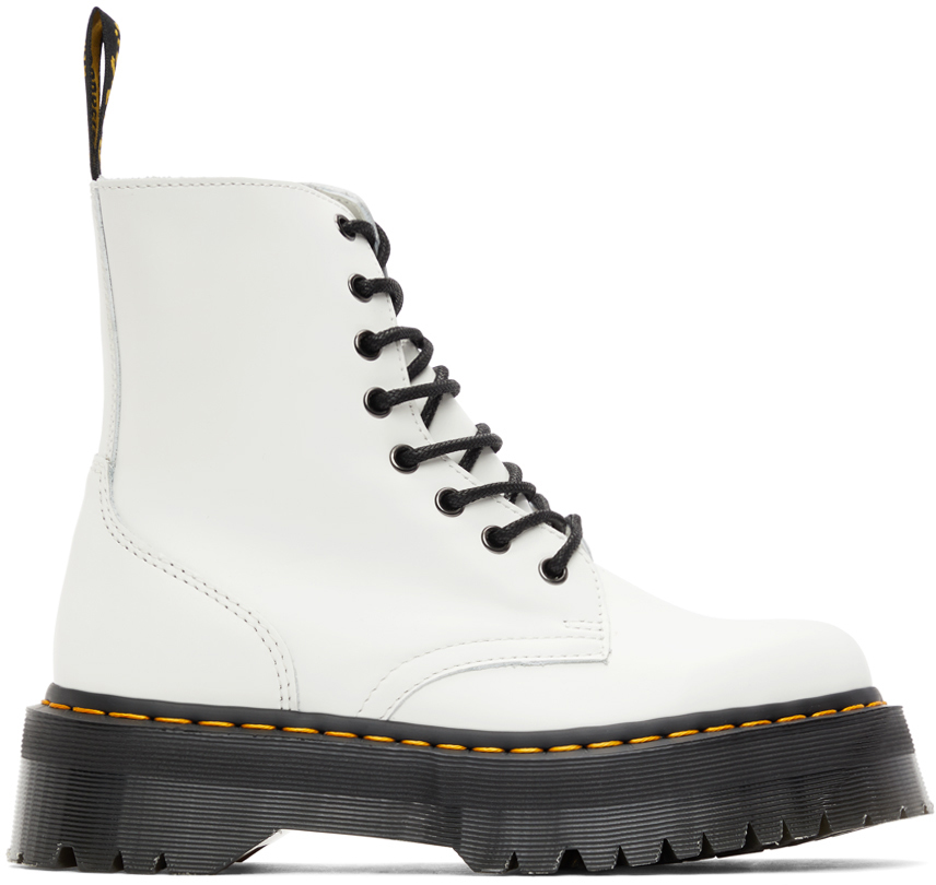 Dr. Martens: White Jadon Platform Boots | SSENSE