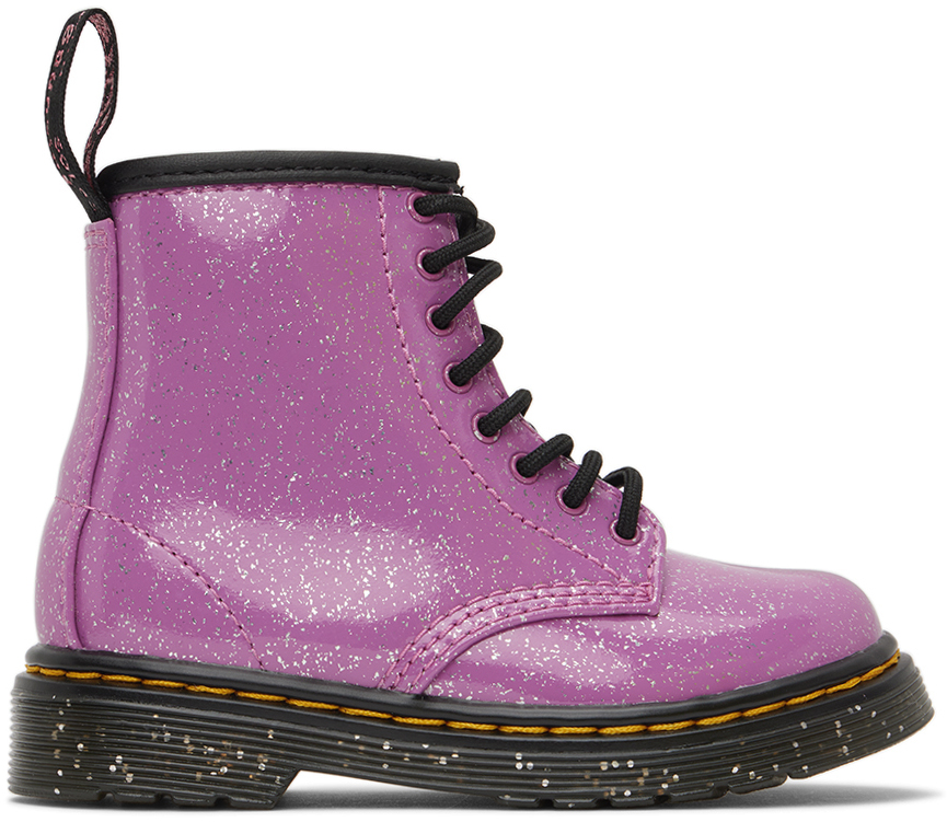 Baby Pink 1460 Glitter Lace-Up Boots Ssense Scarpe Stivali Stivali stringati 