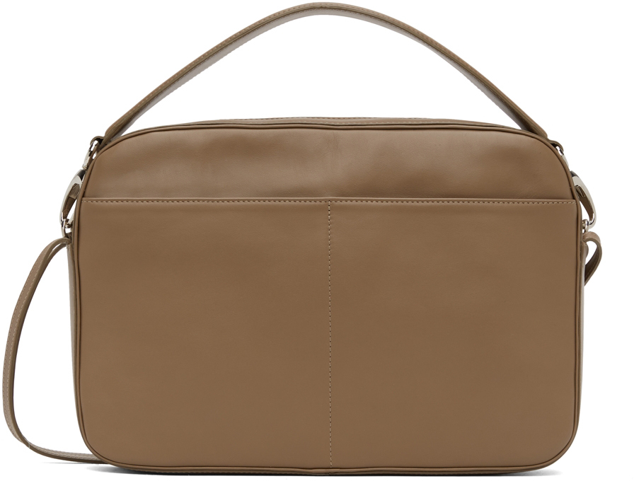 Beige Leather Parcel Shoulder Bag