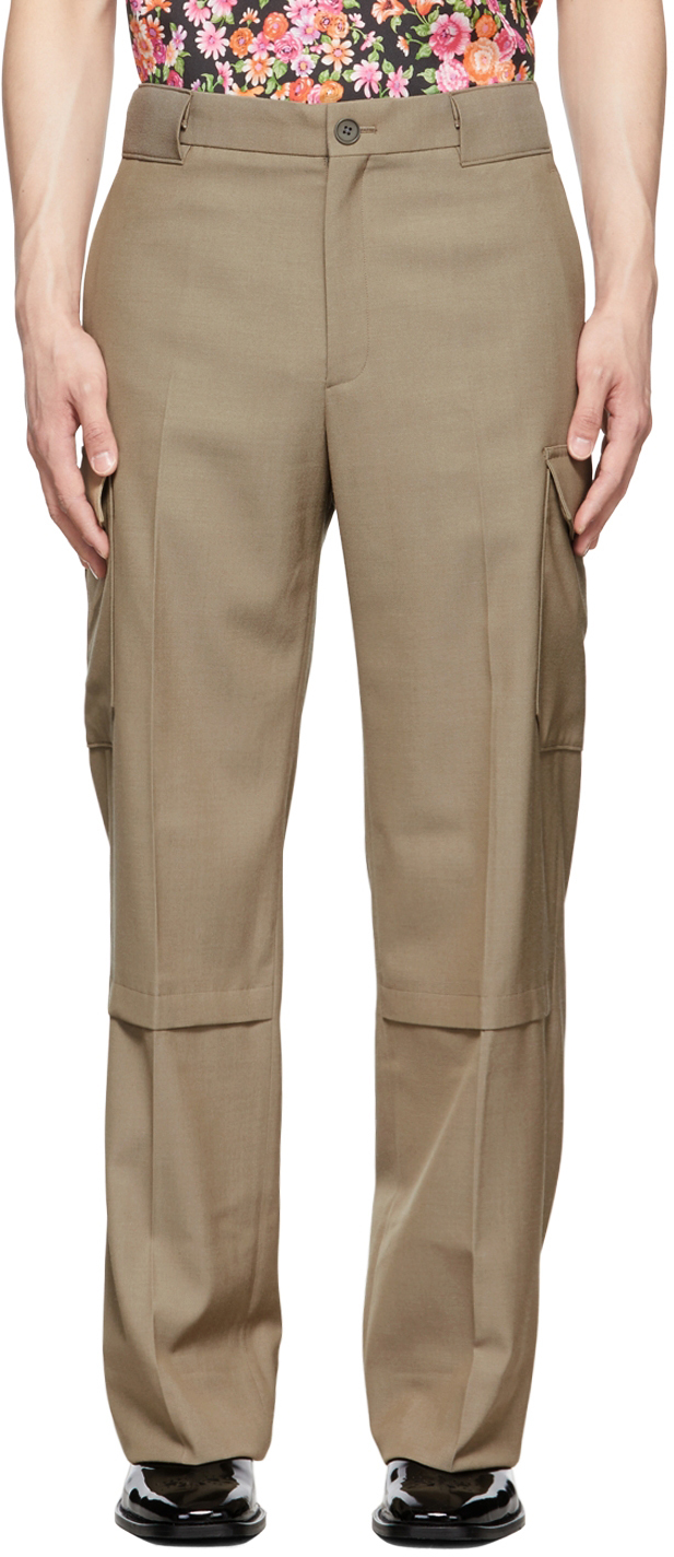 SSENSE Exclusive Brown Viscose Cargo Pants by Commission on Sale