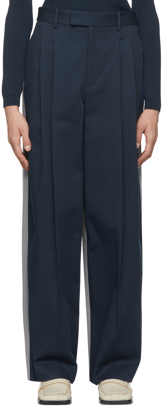 Partow: Navy & Grey Bailey Trousers | SSENSE