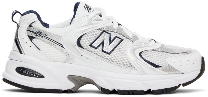 New Balance White & Navy 530 Sneakers