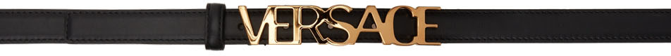 Versace Black Leather Logo Belt