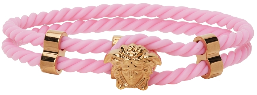 Versace Pink & Gold Rubber Medusa Bracelet