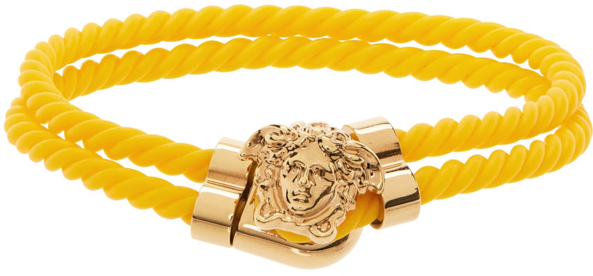 Ssense Donna Accessori Gioielli Bracciali Yellow Braided Medusa Bracelet 