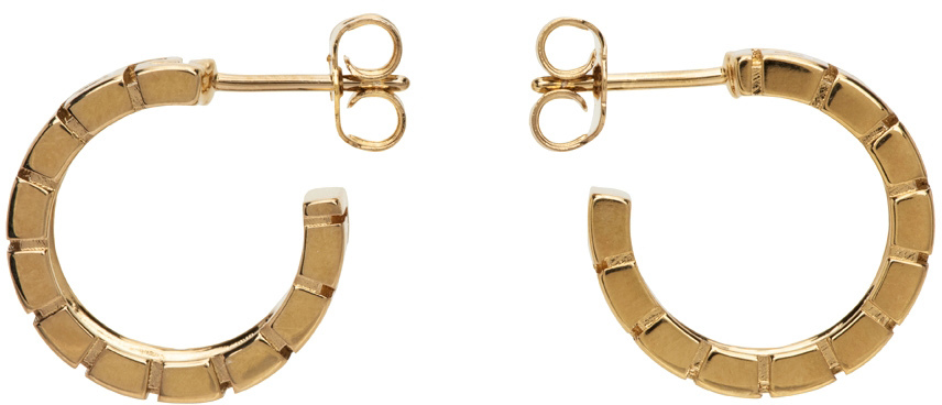 Versace Gold Small Greca Hoop Earrings
