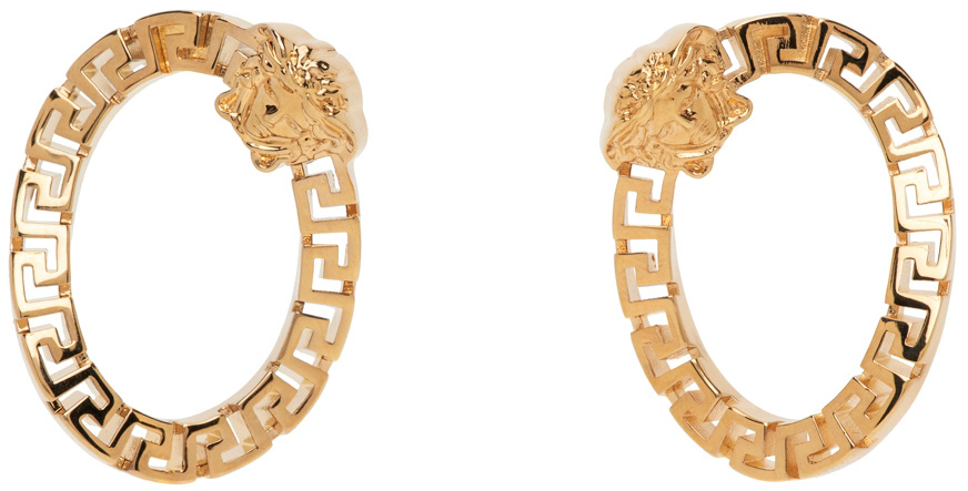 Versace Gold Greca Circle Earrings