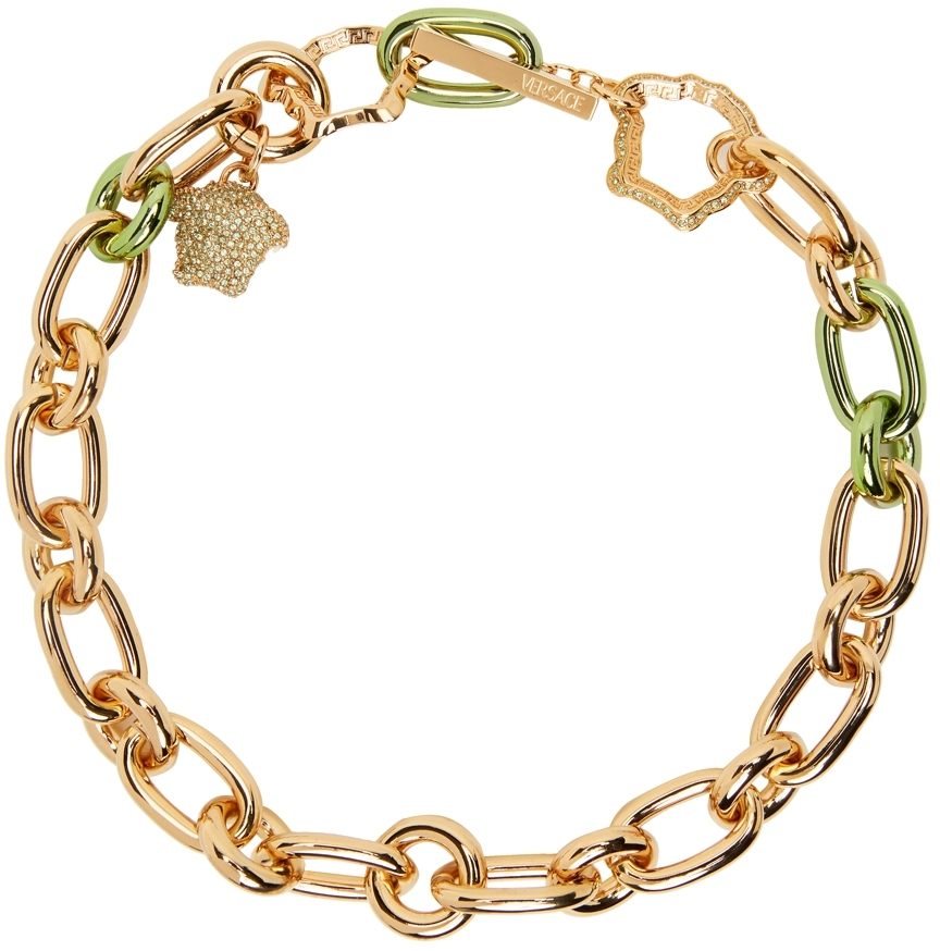 Versace Gold & Green Charm Necklace