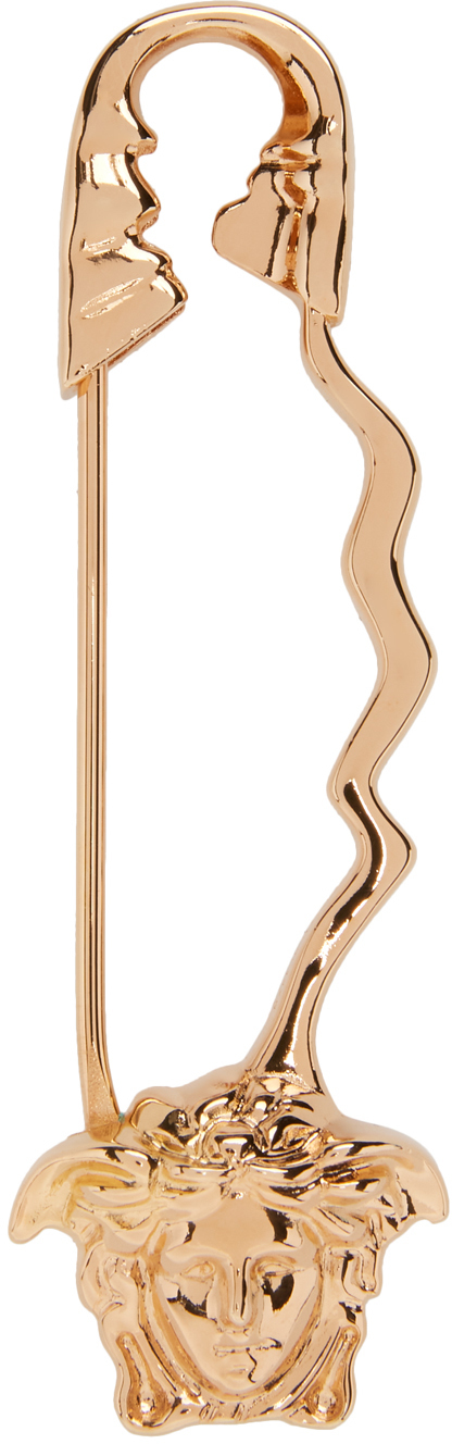 Versace Gold Medusa Safety Pin Brooch