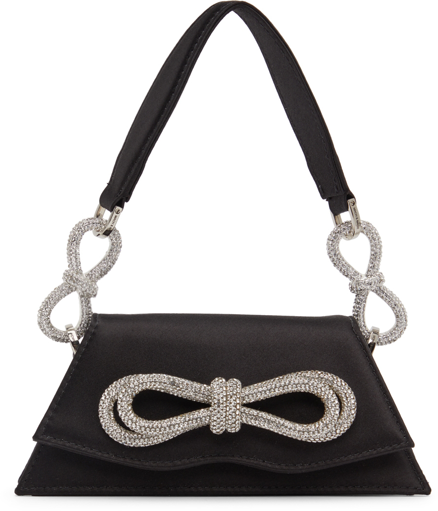 ショルダーバッグ・ポシェット Mach & Mach Samatha Double Bow Satin Black Silk Shoulder Bag DOUBLE BOW SAMANTHA HANDBAG MEDIUM BLACK – MACH & MACH