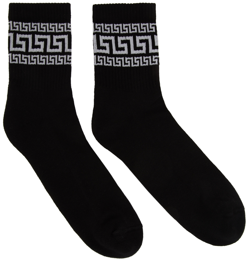 Versace Black Greca Athletic Socks