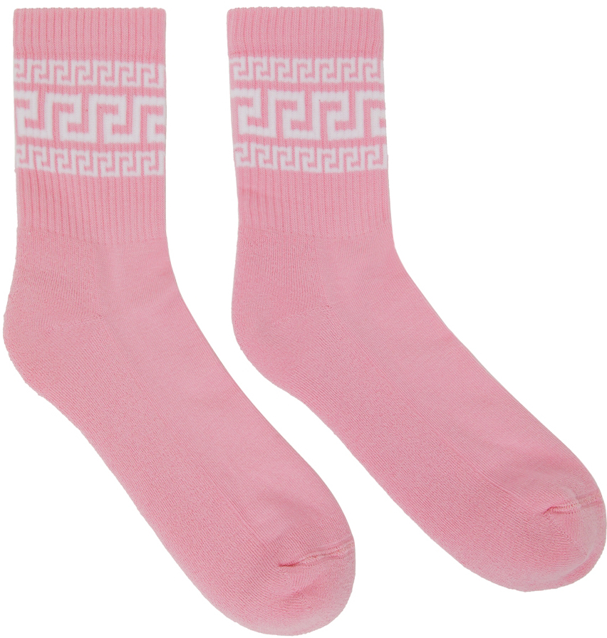 Versace Pink Greca Athletic Socks