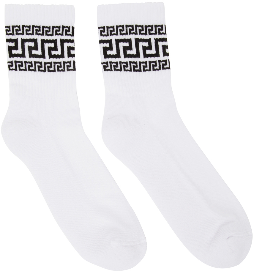 Versace White Greca Athletic Socks