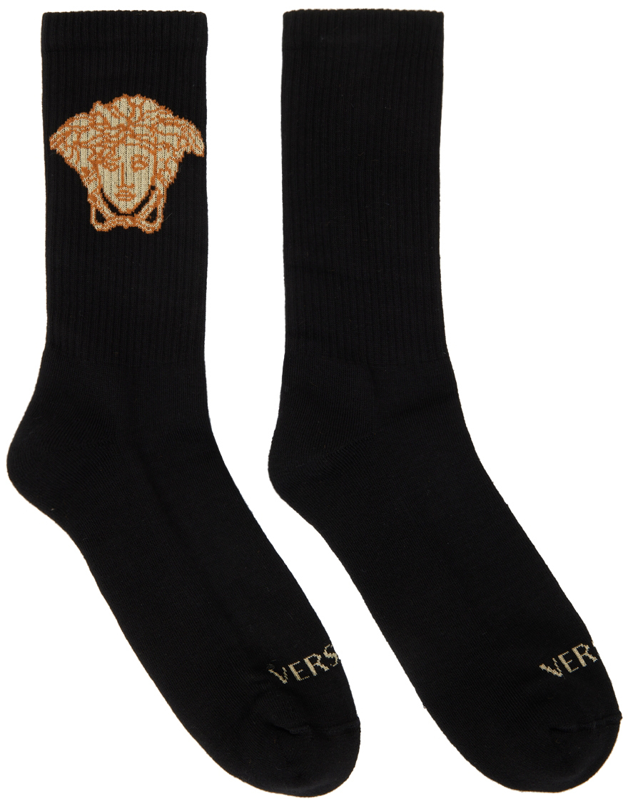 Versace Black & Gold Medusa Socks