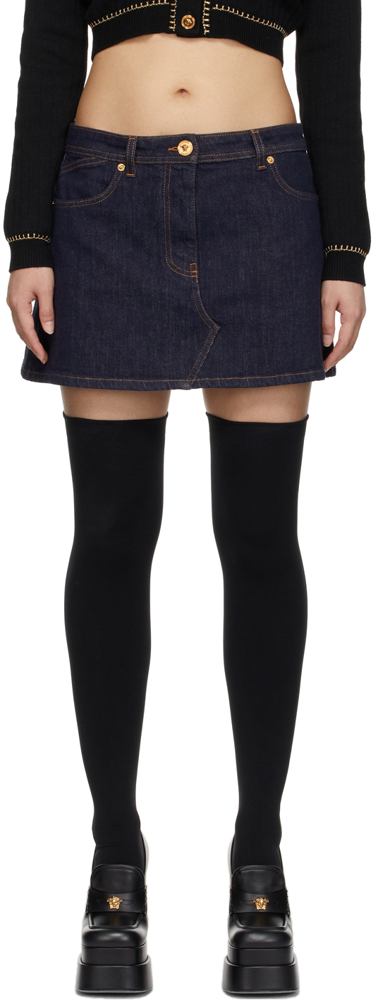 Versace Navy Denim Mini Skirt