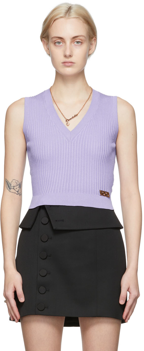 Versace Purple Cropped Logo Sweater