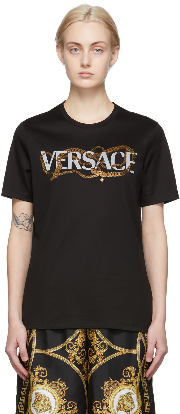 Black T-Shirt by Versace on Sale