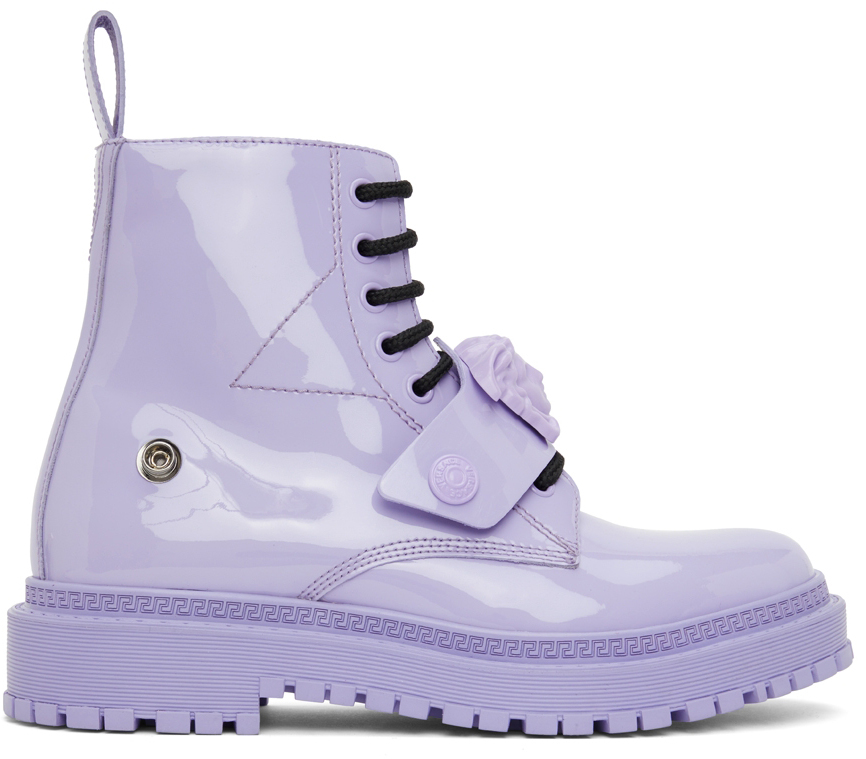 Versace Purple Medusa Buckle Boots