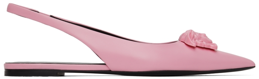Versace Pink Vitellino Slingback Ballerina Flats