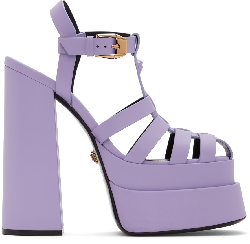 Versace Purple 'La Medusa' Platform Mary Jane Heels