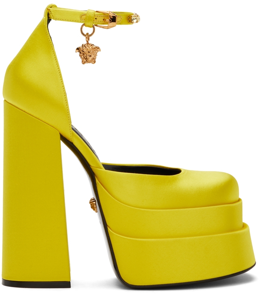 Yellow Chunky Platform Slides SSENSE Women Shoes High Heels Platforms 