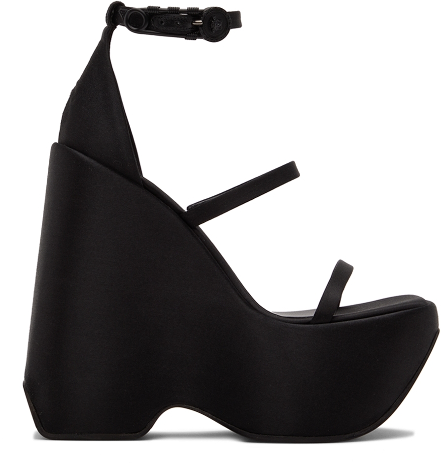 Versace Black Strappy Heeled Sandals