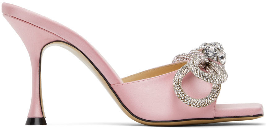 MACH & MACH Pink Double Bow 95mm Heeled Sandals