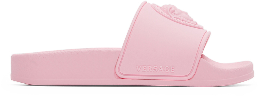 Versace Kids Pink Rubber Medusa Slides