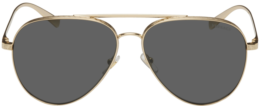 Versace Gold Greca Pilot Sunglasses