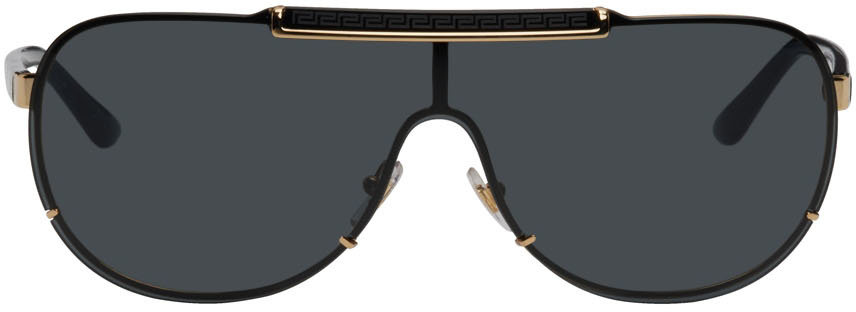 Versace Black Greek Key Pilot Sunglasses