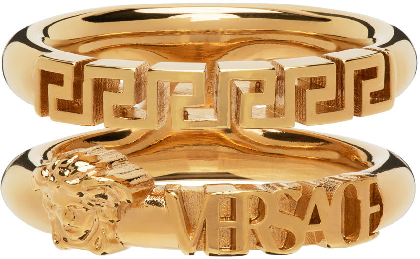 Versace Rose Gold La Medusa Greca Double Ring