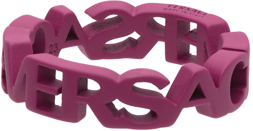 Versace Burgundy Logo Cut-Out Ring