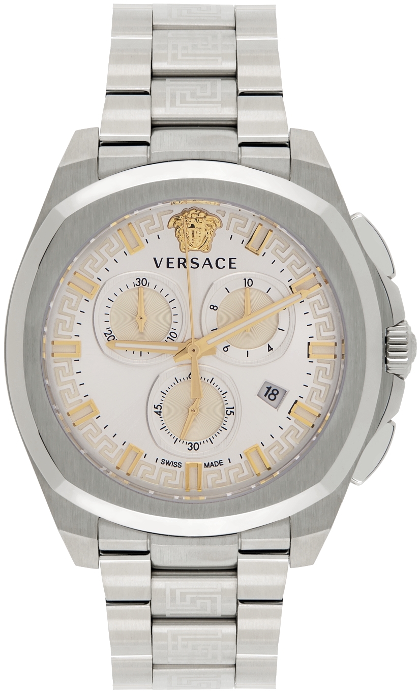 Versace Silver Geo Chrono Watch