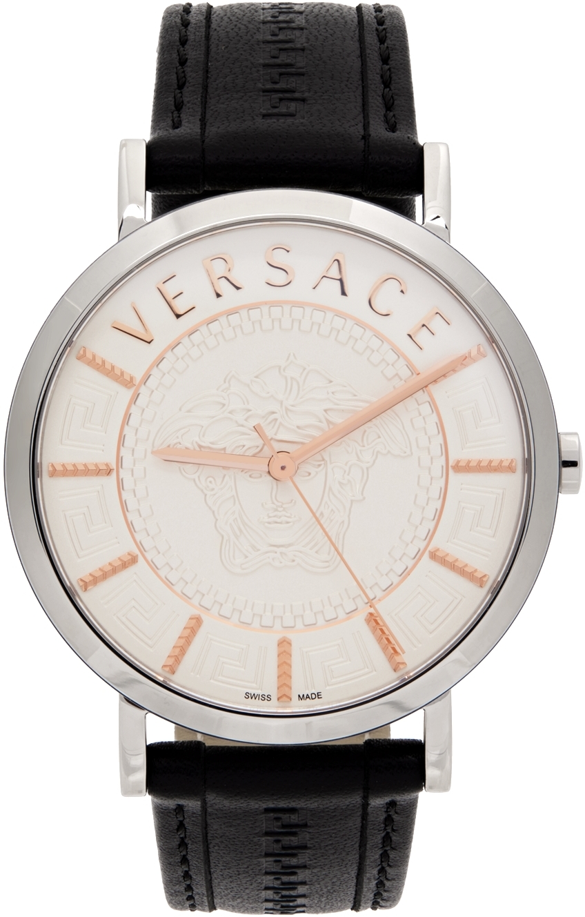 Versace Black & Silver V Essential Watch | Smart Closet