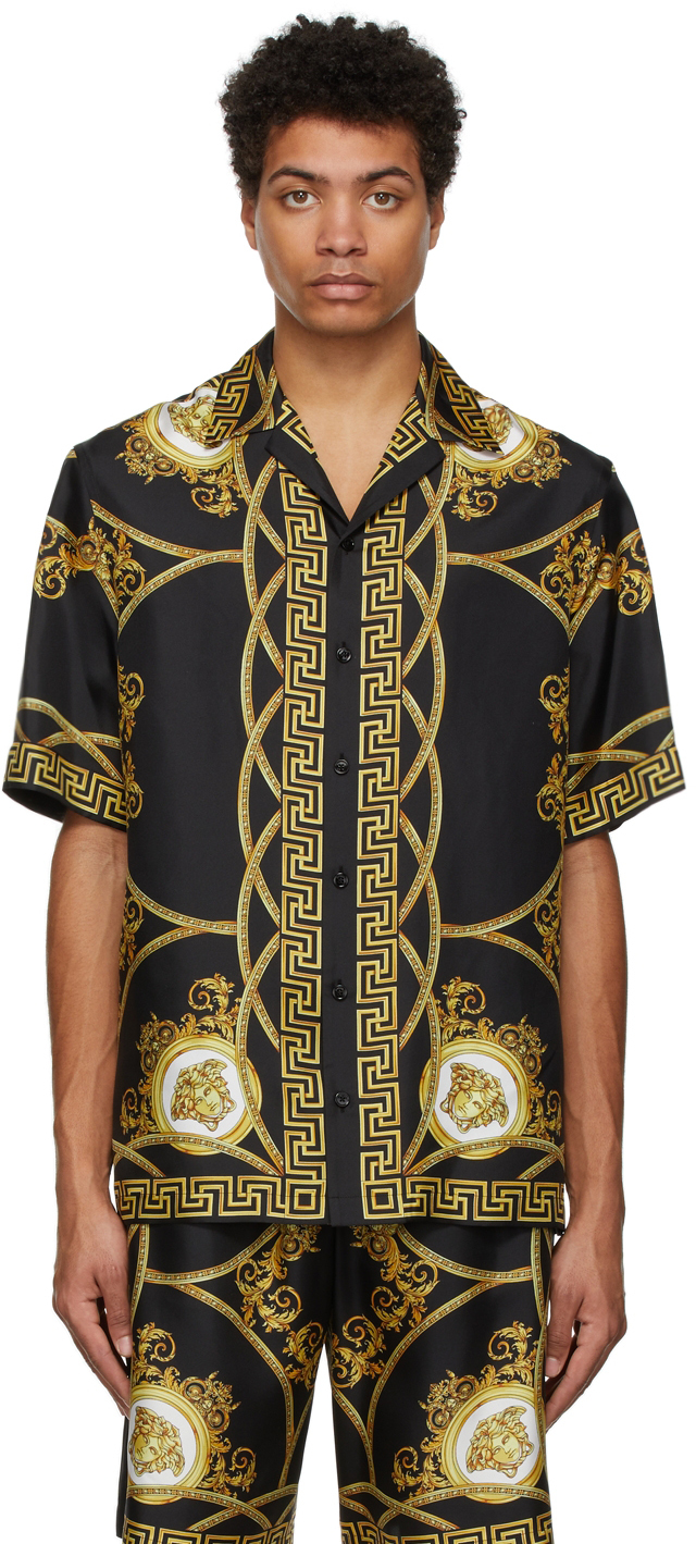 Versace Black Silk 'La Coupe Des Dieux' Shirt