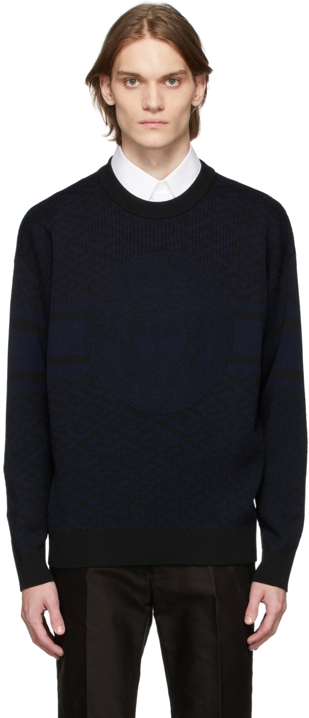 Versace La Greca jacquard crew neck sweater