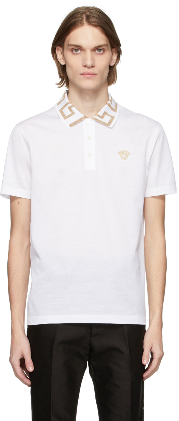 Ssense Homme Vêtements Tops & T-shirts T-shirts Polos Polo en piqué blanc Monogramme 