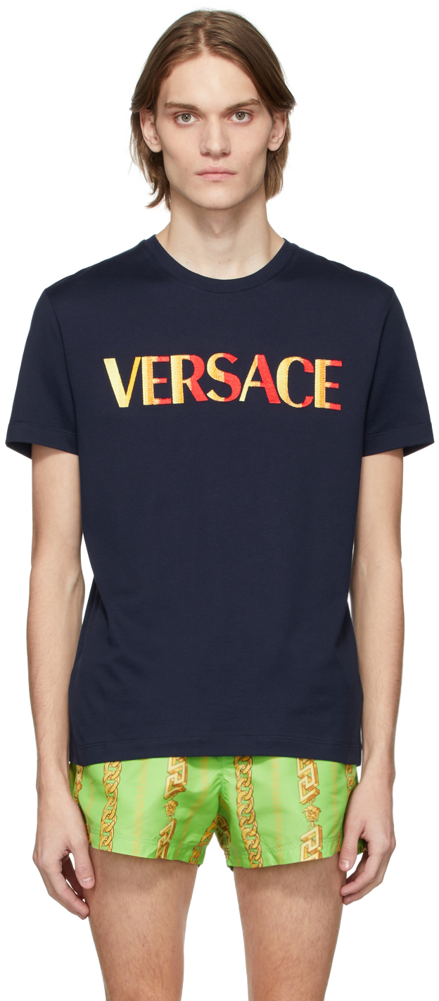 Versace Navy Gradient Logo T-Shirt